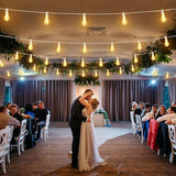 100FT Outdoor String Lights, LED Patio Lights with 32 Waterproof Shatterproof Dimmable A39 Hanging Bulbs(2 Spare) | Lumora