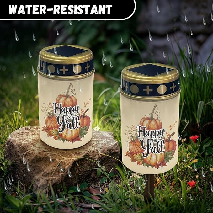 Happy Fall Solar Outdoor Lights,Solar Stake Lights Waterproof Solar Pathway Lights Landscape Lighting Solar Lantern Outdoor Garden Decorations for Yard Patio Tabletop