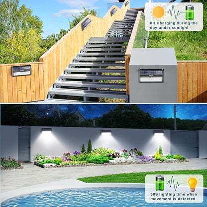 Luposwiten Solar Lights Outdoor Waterproof 100 LED Solar Powered Outdoor Lights, Motion Sensor Outdoor Lights for Front Door, Yard, Garage, Garden, Patio, Deck (4 Pack)