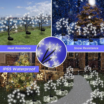 Upgrade Snowflake Solar Christmas Lights Outdoor - 2PACK 40LED Snowflake Pathway Lights for Outdoor Christmas Decorations,Waterproof Solar Garden Lights for Yard Xmas Party Decor(Cool White)