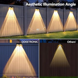ODEETRONIC Color Changing Solar Fence Lights - 8 Pack 9 Color Outdoor Patio Lights with 11 Mode, RGB + Warm & Cool | Lumora