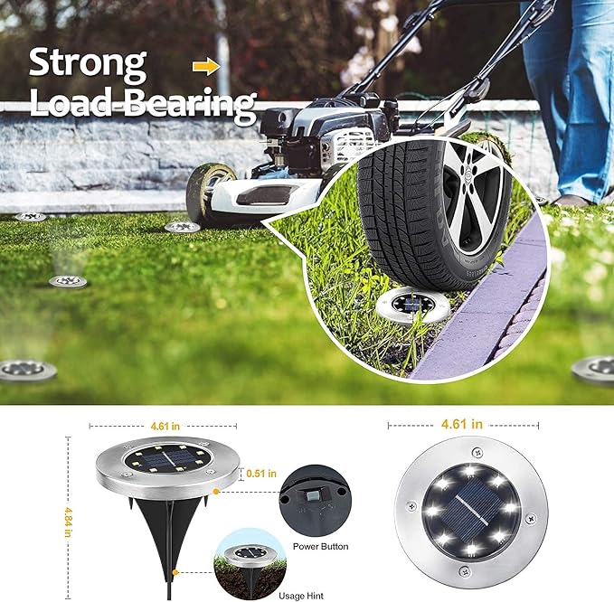 Pozzolanas 12 Pack Solar Ground Lights - 8 LED Outdoor In-Ground Landscape Lights for Pathway, Yard, Walkway, Patio | Lumora