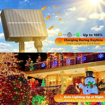 Joomer Solar Christmas Lights Outdoor, 105FT 300 LED 8 Modes Solar String Lights Waterproof Fairy Tree Lights for Garden Yard Patio Christmas Decoration (Multicolor)