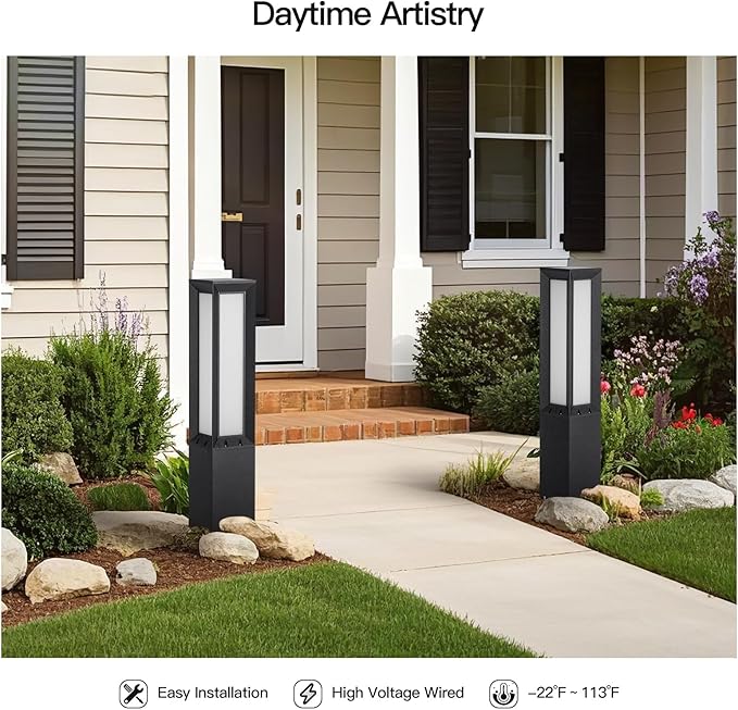 Landscape Path Light Hard Wired, 31.5" Outdoor Pathway Lights AC100-240V, Waterproof Bollard Driveway Lamp, Modern | Lumora