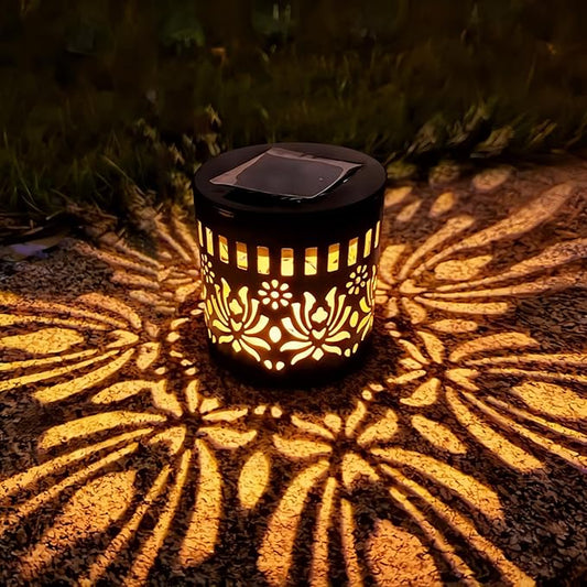 Solar Mandala Lights Outdoor Decorative - Waterproof Metal Mandala Solar Wall Lights, Artistic Fence & Step Lights for Garden, Patio, Backyard, Yard & Outdoor Home (4, Lotus-Warm Light)