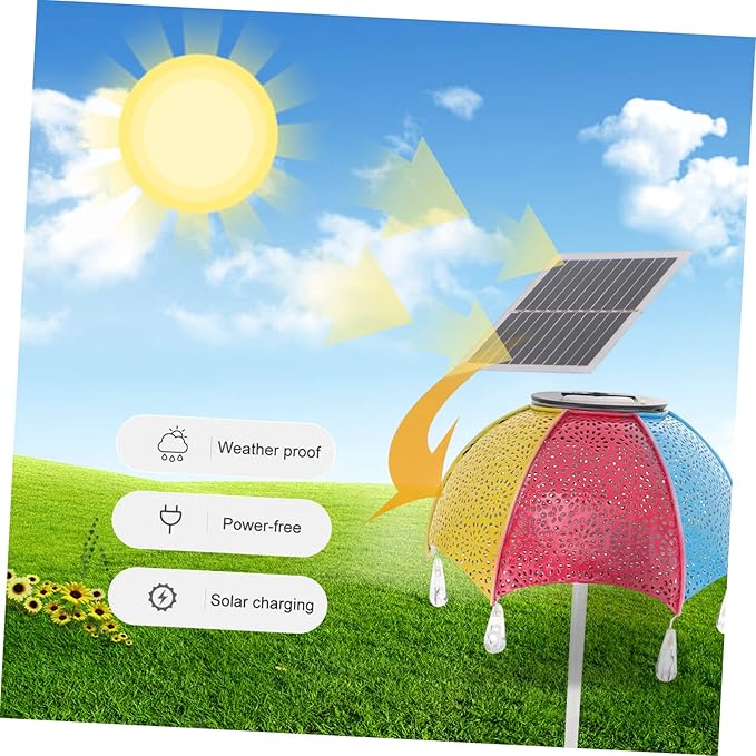 SUPVOX Garden Stake Lights Lights Iron Umbrella Solar Pathway Lamp Outdoor Decor Illuminating Garden
