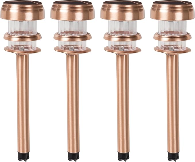 Pure Garden Outdoor Solar Lights - 8-Pack Stainless-Steel LED Lights for Gardens, Pathways, and Patios - Weather-Resistant Stake Lights (Copper)