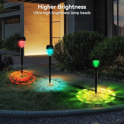 ELUTENG Solar Ground Lights 8 Pack Solar Lights Outdoor Waterproof Auto On Off Solar Garden Lights Landscape Lighting for Outside Patio Pathway Yard Lawn Driveway Deck Step Walkway, Colorful Lanterns