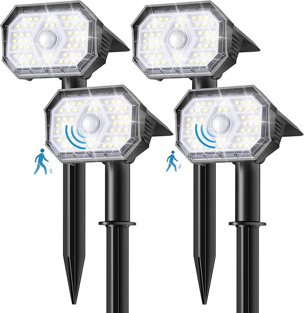 Brightown 4 Pack Solar Motion Lights Outdoor Waterproof, Motion Sensor Spot Lights- 58 LED/3 Modes Solar Powered | Lumora