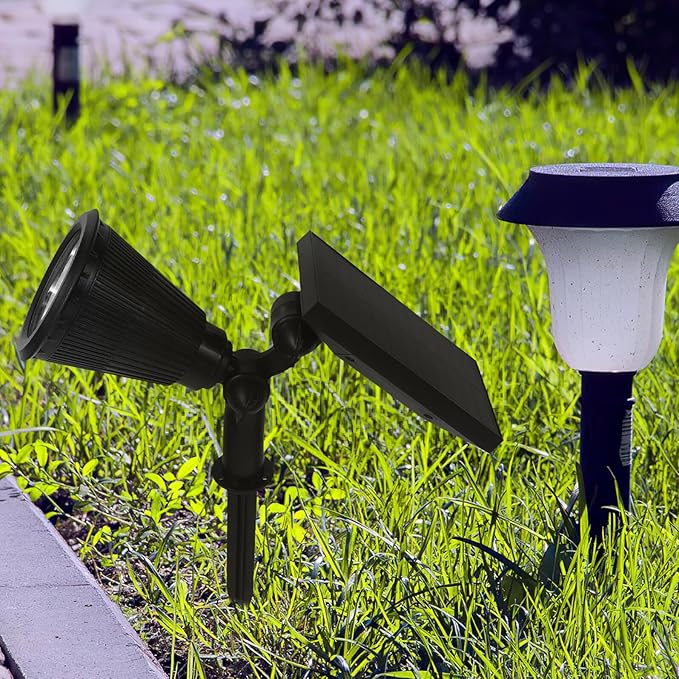 minkissy Solar Landscape Spotlights Outdoor Waterproof Solar Powered Yard Lights with 4 Warm LED Bulbs 3 Lighting | Lumora
