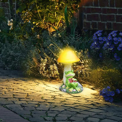 Mushroom Solar Lights - Mushroom Solar Lights Outdoor, Frog Solar Light Resin Figurine Waterproof | Led Mushroom Garden Lights Outdoor Frog Sleeping Sculpture for Patio Yard Lawn Decoration