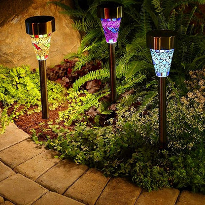 Moclever 6Packs Solar Garden Lights Outdoor Solar Pathway Lights IP44 Water-Resistant Landscape Lights 8Hrs Lawn Lamps for Yard Driveway Walkway
