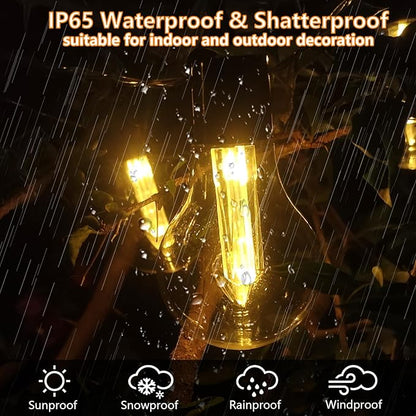 Vintage Christmas Lights Battery Powered 6.5Ft 10 LED Edison Hanging Lights with Remote Timer, Indoor Fairy Lights Shatterproof Outdoor Patio String Lights for Bedroom Garden Camping Christmas Decor