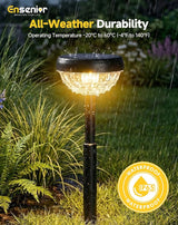 Ensenior Solar Pathway Lights IP65 Waterproof, RGB Color Changing & 3000K Warm White, 8-16Hr Runtime, Flower | Lumora