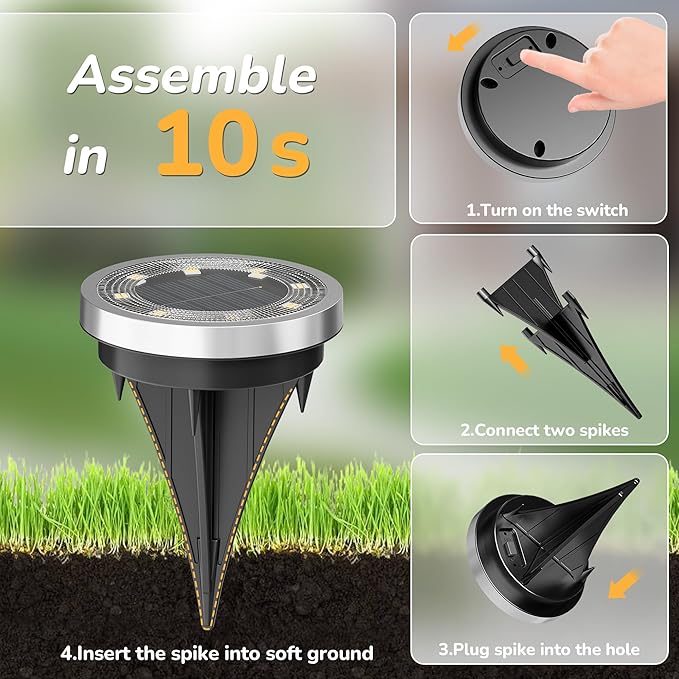 INCX Solar Ground Lights,16 Pack Solar Lights Outdoor Waterproof, Solar Garden Lights Landscape Lighting for Patio | Lumora