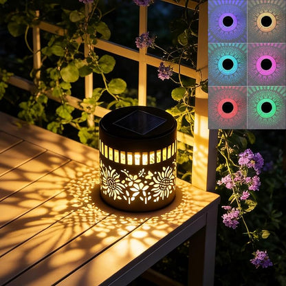 Decorative Solar Mandala Lights, Solar Mandala Lights Outdoor, Metal Solar Powered Outdoor Deck Step Wall Lights for Garden Post Patio Backyard Yard Decor (Multicolor)