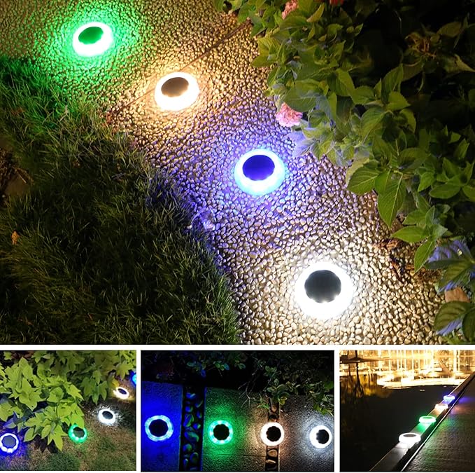 Waterproof Solar Garden Deck Light Waterproof Solar Disk LED Yard Lights Outdoor Garden Landscape Ground Lighting for Yard Lawn Patio Pathway Walkway (Warm White, 1)
