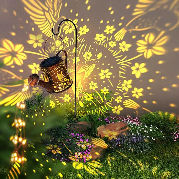 Solar Watering Can Outdoor Lights Garden Decor,Hummingbird Hanging Lantern Waterproof Landscape Lights Outside | Lumora