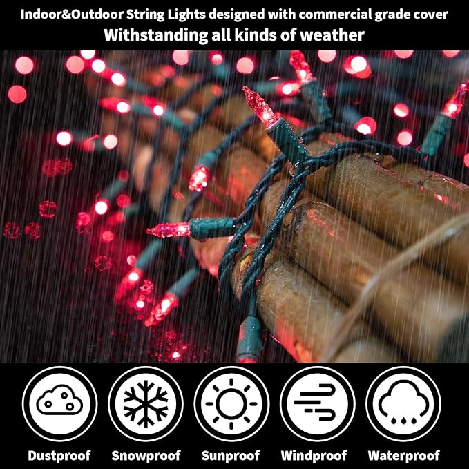 LAMPHOME Pink Christmas String Lights, 100 Count 19.6 FT Mini Valentine's Lights, Waterproof Pink Lights for Indoor Valentine's Day Garland Wedding Party Festival Xmas Tree Decoration