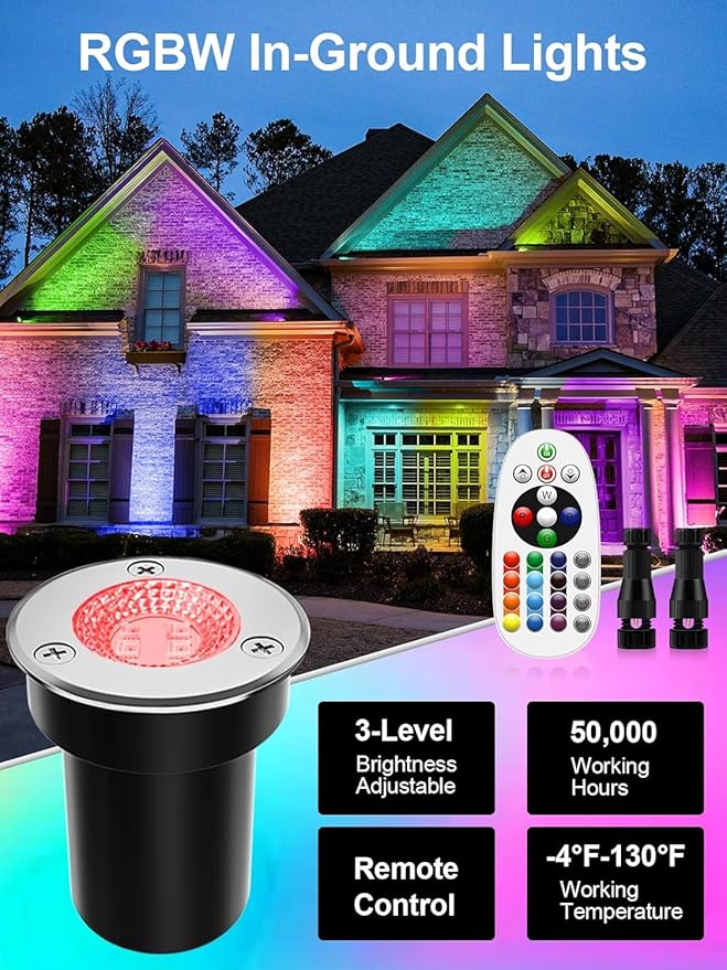 ZUCKEO Low Voltage Landscape Lighting RGB Well Lights Landscape LED In Ground Light, Outdoor Color Changing | Lumora