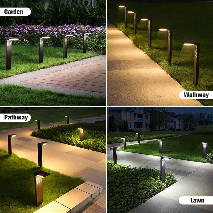Solar Pathway Lights 12 Pack with Warm White and Cool White Mode, Modern Solar Path Lights Outdoor Waterproof, Perfect Solar Lights for Backyard, Lawn, Driveway, Walkway, Garden Decorative.