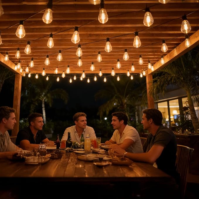 Yescom 200Ft LED Outdoor String Lights with 104 Shatterproof ST38 Vintage Edison Bulbs Waterproof Dimmable 2700K Commercial Grade Outside Hanging for Wedding Event Party Cafe Bistro UL Listed