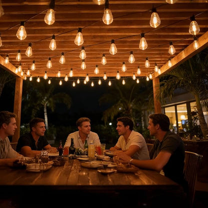 Yescom 200Ft LED Outdoor String Lights with 104 Shatterproof ST38 Vintage Edison Bulbs Waterproof Dimmable 2700K Commercial Grade Outside Hanging for Wedding Event Party Cafe Bistro UL Listed