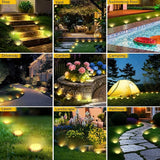 10 Pack Solar Ground Lights Outdoor, 8 LED Mini Flat Solar Disk Lights, IP65 Waterproof Anti-Rust Disc Light | Lumora