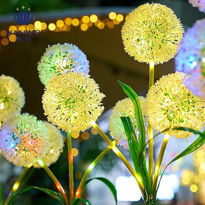 Solar Garden Decorative Lights, Dandelion, LED Lawn Lights, Suitable for Yards, Paths, Sidewalks, Parks, Landscape Decoration, for Women, 4 Pack (Warm Light)