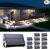 12 Pack Cool White Solar Powered Stair Lights for Outside Waterproof Deck Step Safety LED Ourdoor Decorative Lamp | Lumora