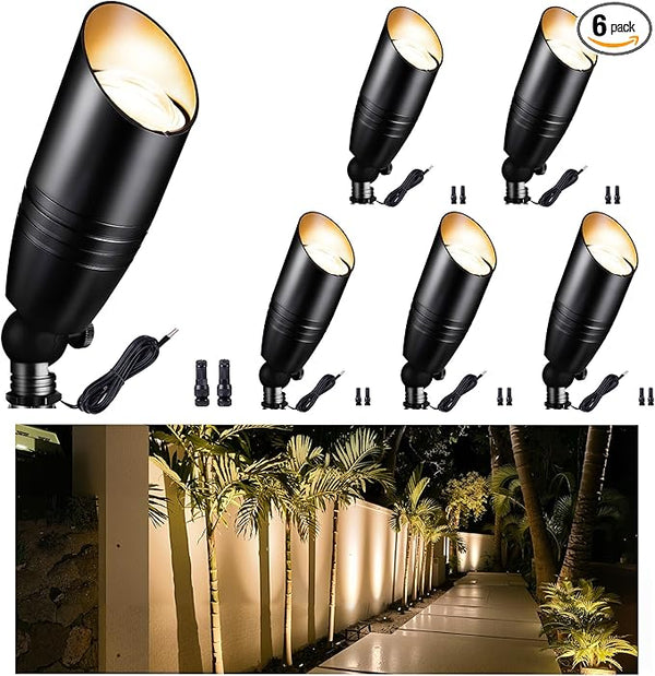Black LED Outdoor Spotlights, Durable Low Voltage Landscape Lighting, Aluminum Waterproof Uplights for House | Lumora