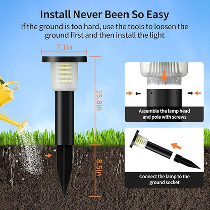 intelamp Solar Garden Lights Outdoor Waterproof, 2 Pack Bright LED Solar Powered Patio Decor Lighting Outside with Remote Control 3 Color Auto On/Off Yard Light for Lawn Pathway Porch Landscape Path