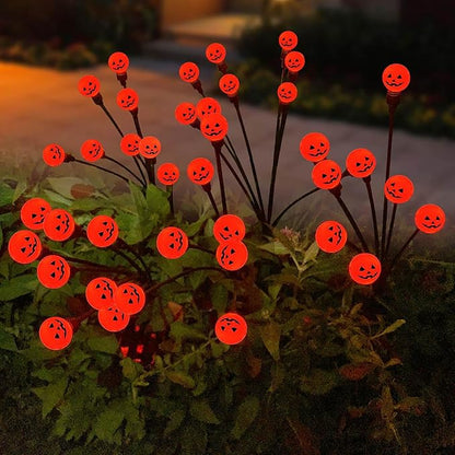 2PCS Halloween Solar Lights Outdoor, Waterproof Solar Pathway Lights, Halloween Party Decoration Lights Atmosphere Lights Lamps, Wireless Outdoor Décor for Yard, Lawn, Patio, Party (Orange)