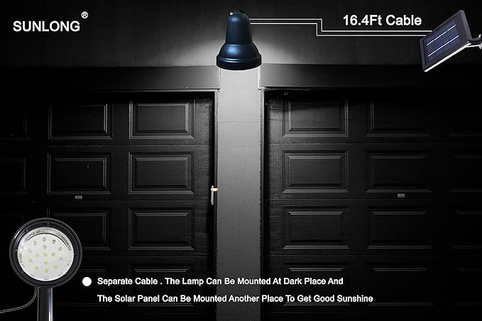 SUNLONG Solar Spotlights Outdoor Waterproof Bright Solar Wall Light Led Security Flood Light Solar Powered for Flag | Lumora