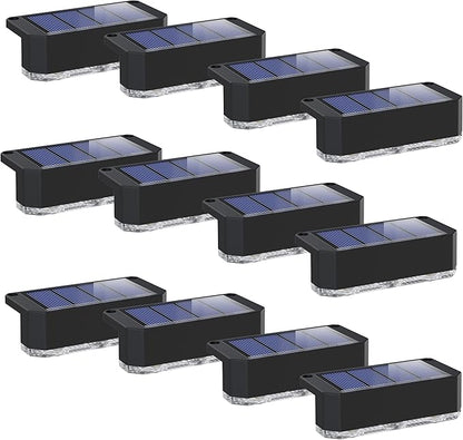 Peasur Solar Fence Lights Outdoor, 12 Pack Step Light Solar Powered, Waterproof LED Deck Lights for Railing Yard Patio Outside(Warm White)