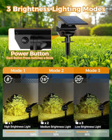 btfarm 2 Pack Solar Spot Lights Outdoor Waterproof IP65, 52 LED Landscape Lights 3 Lighting Modes, Spotlights | Lumora