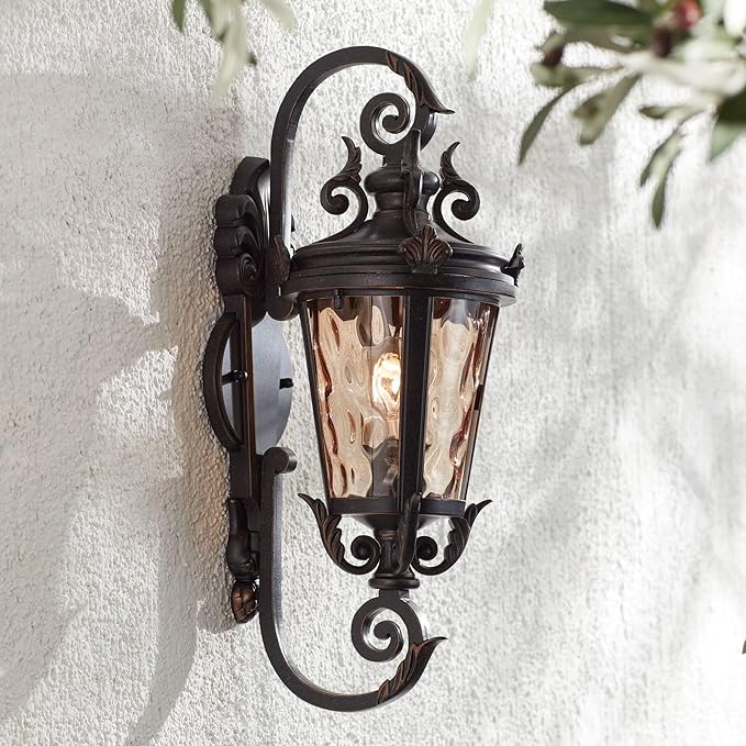 John Timberland Casa Marseille European Vintage Outdoor Wall Light Bronze French Vintage Sconce Fixture Decor for | Lumora