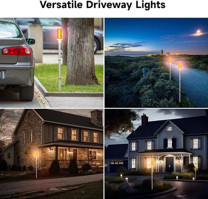 Joyibay 5 PCS Solar Powered Driveway Markers, Solar Warming Landscape Lights, Solar Outdoor Driveway Lights, Landscape Driveway Reflectors on Poles for Snow Road Yard (Orange)