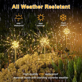Solar Garden Firework Lights Outdoor Waterproof, 6 Pack Solar Lighting with 8 Lighting Modes, 120 LED Sparklers | Lumora