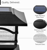 Davinci Lighting Premium Solar Outdoor Post Cap Lights - 4x4 5x5 6x6 - Bright LED Light for Fence Deck Garden or | Lumora