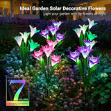 WdtPro Solar Lights Outdoor Garden Decorative 6 Pack, Waterproof Solar Garden Lights with 24 Lily Flowers, Color | Lumora