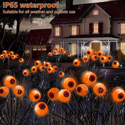 4 Pack Halloween Decorations Outdoor Path Lights - 32LED Solar Eyeball Pathway Light Swaying by Wind, Waterproof Solar Halloween Stake Lights for Garden Yard Porch Patio Pathway (Orange)