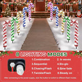10 Pcs Christmas Candy Cane Lights 21'' Multicolor Candy Cane Pathway Light with 8 Lighting Modes Waterproof | Lumora