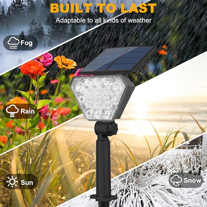 T-SUN Solar Lights Outdoor Waterproof IP65, 12 Pack LED Solar Spot Lights Color Changing IP65 Waterproof Smart Auto | Lumora