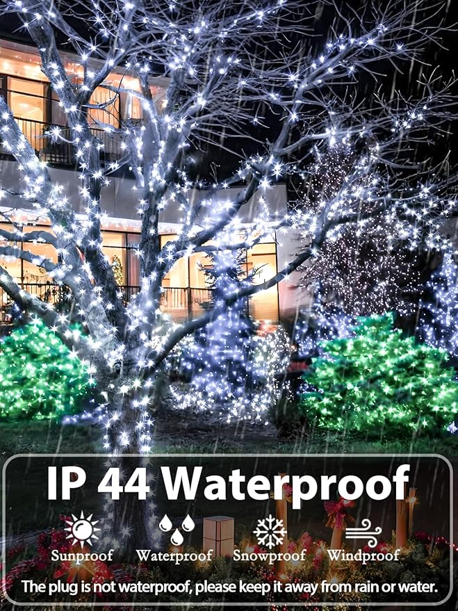 Upgraded 165FT 500 LED Christmas Outdoor Decoration Lights & Indoor, Memory Function & Timer & 8 Modes, Green Wire | Lumora
