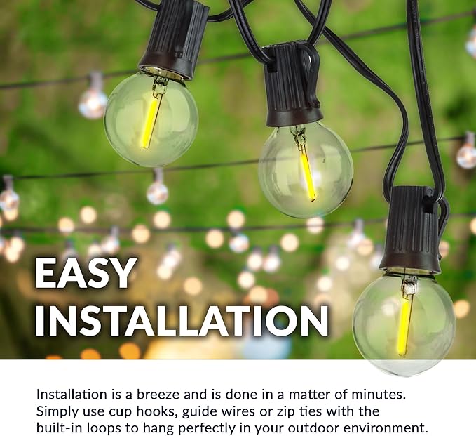 Newhouse Lighting PSTRINGLED50 Foot, 50 Socket Indoor/Outdoor String 55 LED Globe G40 (5 Free Bulbs Included) | Lumora