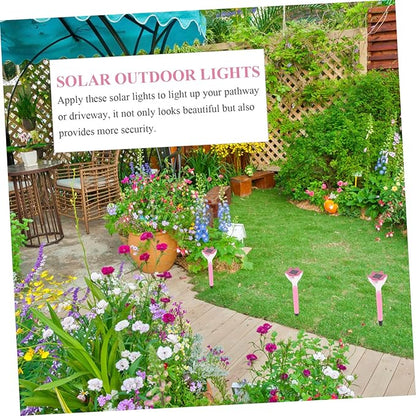 Kisangel 2pcs Decorative Outdoor Solar Lights Led Solar Pathway Lights Garden Stakes Weatherproof Flower Lamp for Patio