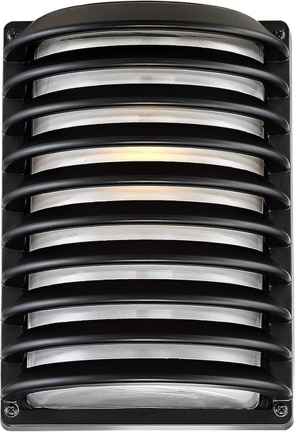John Timberland Black Grid Modern Industrial Outdoor Wall Light Fixture 10" Frosted Glass Shade for Exterior Barn Deck House Porch Yard Patio Outside Garage Front Door Garden Home Roof Lawn