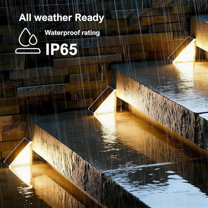 Brown Solar Step Light Outdoor Stair Lights, Deck Lights Outdoor Powered IP65 Waterproof, 3000K Warm White Solar Outdoor Step Light, Decor for Stair, Deck, Step,Porch and Outside Patio,16 Pack