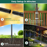 OHLUX 4 Pack 10FT String Light Poles, Outdoor Poles with Fence Brackets for Hanging Lights, Metal Stand for Patio | Lumora